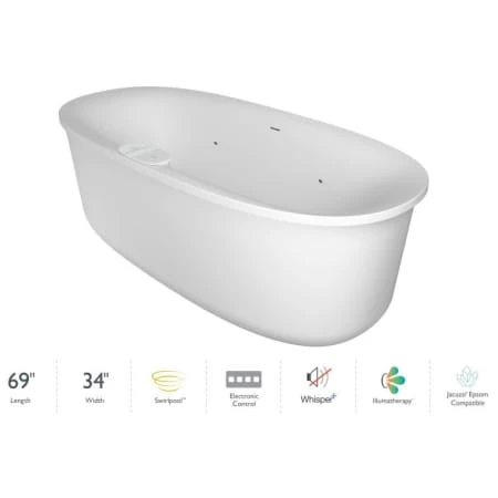 Jacuzzi Arga 69" Free Standing Acrylic Swirlpool™ Experience Tub with Center Drain, Drain Assembly and Overflow 3 Jacuzzi Arga 69" Free Standing Acrylic Swirlpool™ Experience Tub with Center Drain, Drain Assembly and Overflow