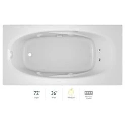 Jacuzzi 72" x 36" Amiga® Drop In Comfort Whirlpool Bathtub with 8 Jets, Basic Controls, Heater, Left Drain and Right Pump