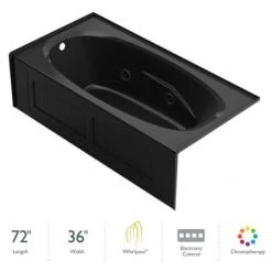 Jacuzzi 72" x 36" Amiga® Three Wall Alcove Comfort Whirlpool Bathtub with 8 Jets, Basic Controls, Heater, Chromatherapy, Left Drain and Right Pump