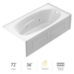 Jacuzzi 72" x 36" Amiga® Three Wall Alcove Comfort Whirlpool Bathtub with 8 Jets, Basic Controls, Right Drain and Left Pump