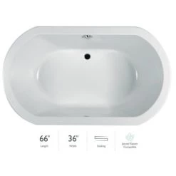 Jacuzzi Anza 66" Soaking Bathtub for Drop In Installation with Center Drain
