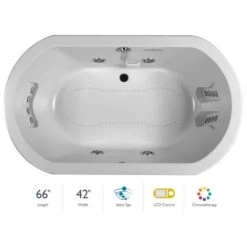 Jacuzzi Anza 66" Salon Spa Bathtub for Drop In Installation with Center Drain and Chromatherapy / RapidHeat Technologies - Luxury LCD Controls