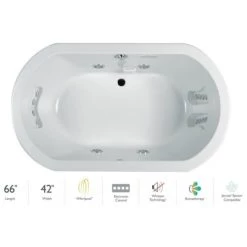 Jacuzzi Anza 66" Whirlpool Bathtub for Drop In Installation with Center Drain and Illumatherapy / Whisper Technology™ - Luxury Controls