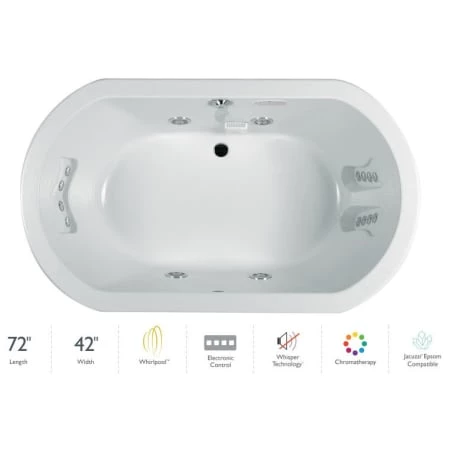 Jacuzzi Anza 72" Whirlpool Bathtub for Drop In Installation with Center Drain and Chromatherapy / Whisper Technology™ - Luxury Controls 3 Jacuzzi Anza 72" Whirlpool Bathtub for Drop In Installation with Center Drain and Chromatherapy / Whisper Technology™ - Luxury Controls