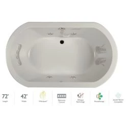 Jacuzzi Anza 72" Whirlpool Bathtub for Drop In Installation with Center Drain and Illumatherapy / Whisper Technology™ - Luxury Controls