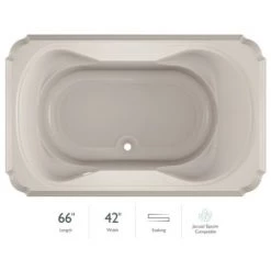 Jacuzzi 66" x 42" Bellavista Drop In Soaking Bathtub with Center Drain