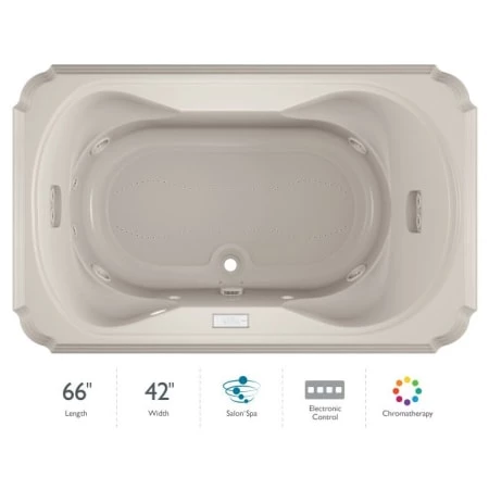 Jacuzzi 66" x 42" Bellavista Drop In Luxury Salon Spa Bathtub with 10 Jets, Luxury Controls, Chromatherapy, Heater, Center Drain and Right Pump 3 Jacuzzi 66" x 42" Bellavista Drop In Luxury Salon Spa Bathtub with 10 Jets, Luxury Controls, Chromatherapy, Heater, Center Drain and Right Pump