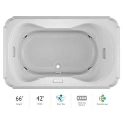 Jacuzzi 66" x 42" Bellavista Drop In Luxury Salon Spa Bathtub with 10 Jets, Luxury Controls, Illumatherapy, Heater, Center Drain and Right Pump