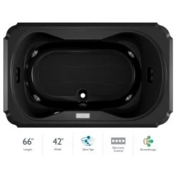 Jacuzzi 66" x 42" Bellavista Drop In Luxury Salon Spa Bathtub with 10 Jets, Luxury Controls, Illumatherapy, Heater, Center Drain and Right Pump