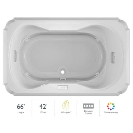 Jacuzzi 66" x 42" Bellavista Drop In Luxury Whirlpool Bathtub with 10 Jets, Luxury Controls, Chromatherapy, Heater, Center Drain and Right Pump 3 Jacuzzi 66" x 42" Bellavista Drop In Luxury Whirlpool Bathtub with 10 Jets, Luxury Controls, Chromatherapy, Heater, Center Drain and Right Pump