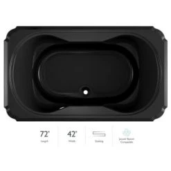Jacuzzi 72" x 42" Bellavista Drop In Soaking Bathtub with Center Drain