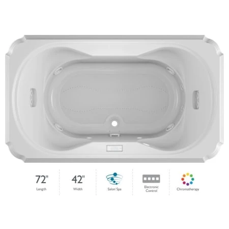 Jacuzzi Bellavista 72" Salon Spa Drop-In Bathtub with Chromatherapy, Heater, Center Drain and Luxury Controls 3 Jacuzzi Bellavista 72" Salon Spa Drop-In Bathtub with Chromatherapy, Heater, Center Drain and Luxury Controls