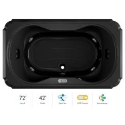 Jacuzzi Bellavista 72" Salon Spa Drop-In Bathtub with Illumatherapy, Heater, Center Drain and LCD Controls