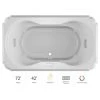 Jacuzzi 72" x 42" Bellavista Drop In Luxury Whirlpool Bathtub with 10 Jets, Luxury Controls, Chromatherapy, Heater, Center Drain and Left Pump