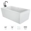 Jacuzzi Bianca 66" Free Standing Acrylic Soaking Tub with Reversible Drain and Overflow - Includes Floor Mounted Tub Filler with Hand Shower