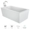 Jacuzzi Bianca 66" Free Standing Acrylic Soaking Tub with Reversible Drain and Overflow - Includes Floor Mounted Tub Filler with Hand Shower