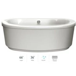 Jacuzzi Bravo 66" Pure Air Freestanding Bathtub with Center Drain and Reversible Blower