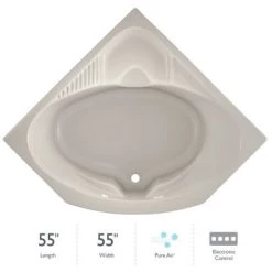 Jacuzzi 55" x 55" x 20-1/4" Capella Comfort Corner Drop In Pure Air® Bathtub with Center Drain