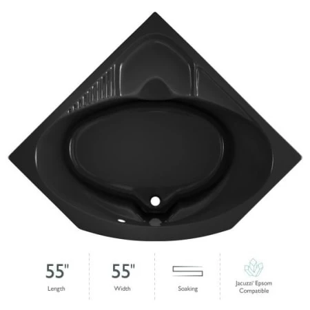 Jacuzzi 55" x 55" Capella® Drop In Corner Soaking Bathtub with Center Drain 3 Jacuzzi 55" x 55" Capella® Drop In Corner Soaking Bathtub with Center Drain