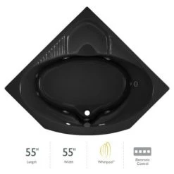 Jacuzzi 55" x 55" Capella® Drop In Corner Comfort Whirlpool Bathtub with 8 Jets, Basic Controls, Center Drain and Right Pump