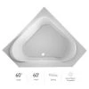 Jacuzzi 60" x 60" Capella® Drop In Corner Soaking Bathtub with Center Drain