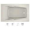 Jacuzzi Cetra 60" Acrylic Air Bathtub for Drop In Installation with Right Side Drain and Left Side Pump