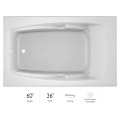 Jacuzzi 60" x 36" Cetra® Drop In Soaking Bathtub with Universal Drain