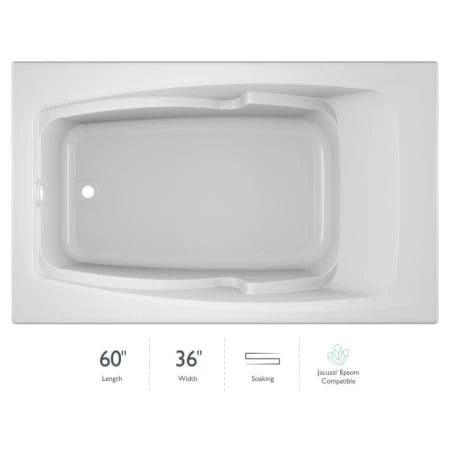 Jacuzzi 60" x 36" Cetra® Drop In Soaking Bathtub with Universal Drain 3 Jacuzzi 60" x 36" Cetra® Drop In Soaking Bathtub with Universal Drain