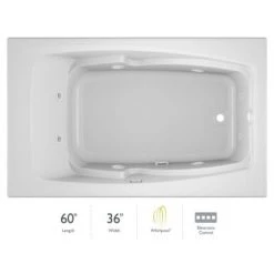 Jacuzzi 60" x 36" Cetra® Drop In Comfort Whirlpool Bathtub with 8 Jets, Basic Controls, Right Drain and Left Pump