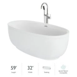 Jacuzzi Cosi 67" Free Standing Acrylic Soaking Tub with Center Drain, Drain Assembly and Overflow - Includes Tub Faucet