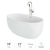 Jacuzzi Cosi 59" Free Standing Acrylic Soaking Tub with Center Drain, Drain Assembly and Overflow - Includes Tub Faucet -Jacuzzi Sales Store jacuzzi csn5932bcxxxxg 100825