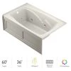 Jacuzzi 60" x 36" Cetra® Three Wall Alcove Comfort Whirlpool Bathtub with 8 Jets, Basic Controls, Chromatherapy, Heater, Left Drain and Right Pump