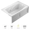Jacuzzi 60" x 36" Cetra® Three Wall Alcove Comfort Whirlpool Bathtub with 8 Jets, Basic Controls, Heater, Right Drain and Left Pump