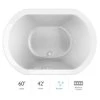 Jacuzzi Duetta 60" Pure Air Bathtub for Drop In / Undermount Installations with Center Drain