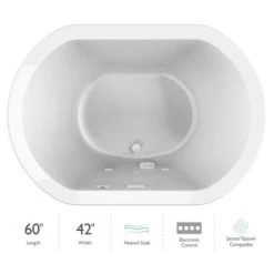 Jacuzzi Duetta 60" Drop-In Soaking Bathtub with Center Drain and Heated Soak