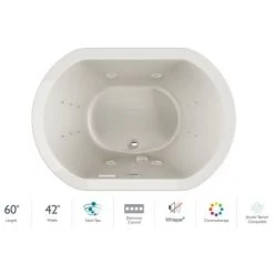 Jacuzzi Duetta 60" Drop-In Spa Combination Bathtub with Center Drain, Whisper+ Technology™, and Chromatherapy