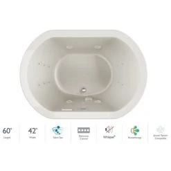 Jacuzzi Duetta 60" Drop-In Spa Combination Bathtub with Center Drain, Whisper+ Technology™, and Illumatherapy