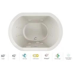 Jacuzzi Duetta 60" Drop-In Spa Combination Bathtub with Center Drain, LCD Controls, and Illumatherapy