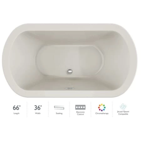 Jacuzzi 66" x 36" Duetta® Drop In Soaking Bathtub with Basic Controls, Chromatherapy and Center Drain 3 Jacuzzi 66" x 36" Duetta® Drop In Soaking Bathtub with Basic Controls, Chromatherapy and Center Drain