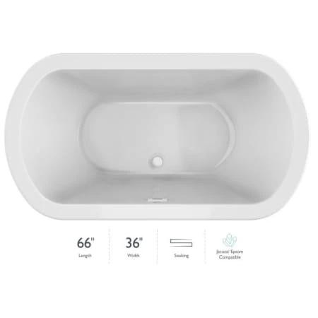 Jacuzzi Duetta 66" Soaking Bathtub for Drop In / Undermount Installations with Center Drain 3 Jacuzzi Duetta 66" Soaking Bathtub for Drop In / Undermount Installations with Center Drain