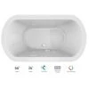 Jacuzzi Duetta 66" Salon Spa Bathtub for Drop In / Undermount Installations with Center Drain and Chromatherapy Lighting / RapidHeat Technologies - Luxury Controls -Jacuzzi Sales Store jacuzzi due6636ccr4chww 100825