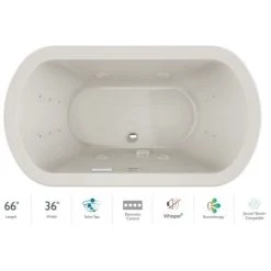 Jacuzzi Duetta 66" Drop-In Spa Combination Bathtub with Center Drain, Whisper+ Technology™, and Illumatherapy