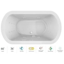 Jacuzzi Duetta 66" Drop-In Spa Combination Bathtub with Center Drain, LCD Controls, and Illumatherapy