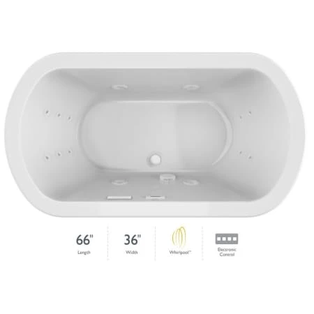 Jacuzzi Duetta 66" Whirlpool Bathtub for Drop In / Undermount Installations with Center Drain 3 Jacuzzi Duetta 66" Whirlpool Bathtub for Drop In / Undermount Installations with Center Drain