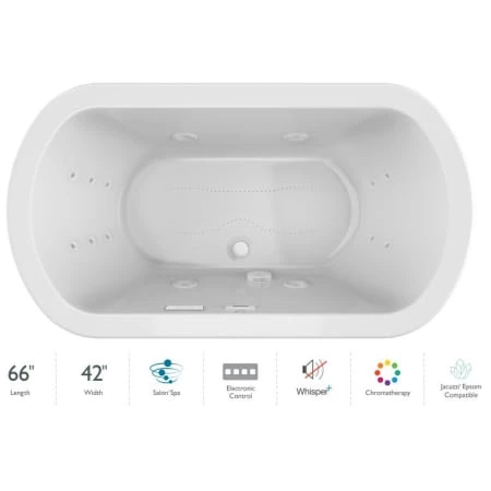 Jacuzzi Duetta 66" Drop-In Spa Combination Bathtub with Center Drain, Whisper+ Technology™, and Chromatherapy 3 Jacuzzi Duetta 66" Drop-In Spa Combination Bathtub with Center Drain, Whisper+ Technology™, and Chromatherapy