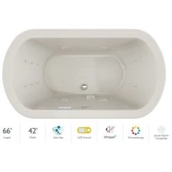 Jacuzzi Duetta 66" Drop-In Spa Combination Bathtub with Center Drain, Chromatherapy, and LCD Controls Technology