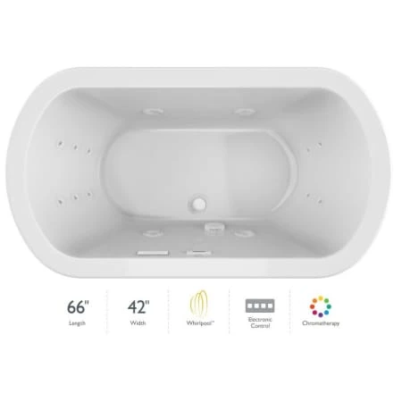 Jacuzzi Duetta 66" Whirlpool Bathtub for Drop In / Undermount Installations with Center Drain and Chromatherapy Lighting / RapidHeat Technologies - Luxury Controls 3 Jacuzzi Duetta 66" Whirlpool Bathtub for Drop In / Undermount Installations with Center Drain and Chromatherapy Lighting / RapidHeat Technologies - Luxury Controls