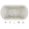 Jacuzzi Duetta 66" Whirlpool Bathtub for Drop In / Undermount Installations with Center Drain and Chromatherapy Lighting / RapidHeat Technologies - Luxury Controls
