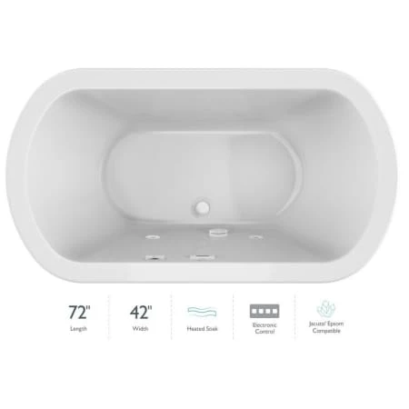 Jacuzzi Duetta 72" Drop-In Soaking Bathtub with Center Drain and Heated Soak 3 Jacuzzi Duetta 72" Drop-In Soaking Bathtub with Center Drain and Heated Soak