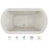 Jacuzzi Duetta 72" Salon Spa Bathtub for Drop In / Undermount Installations with Center Drain and Chromatherapy Lighting / RapidHeat Technologies - Luxury Controls -Jacuzzi Sales Store jacuzzi due7242ccr4chyy 100825